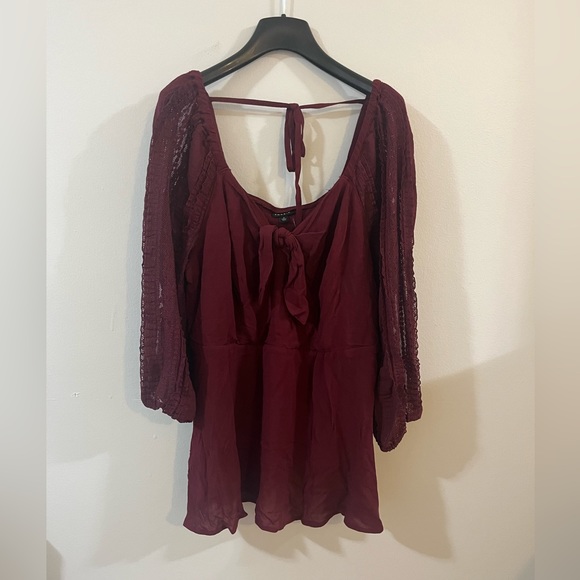 Torrid Peplum Rayon Crepe Embroidered Sleeve Top - Picture 5 of 7